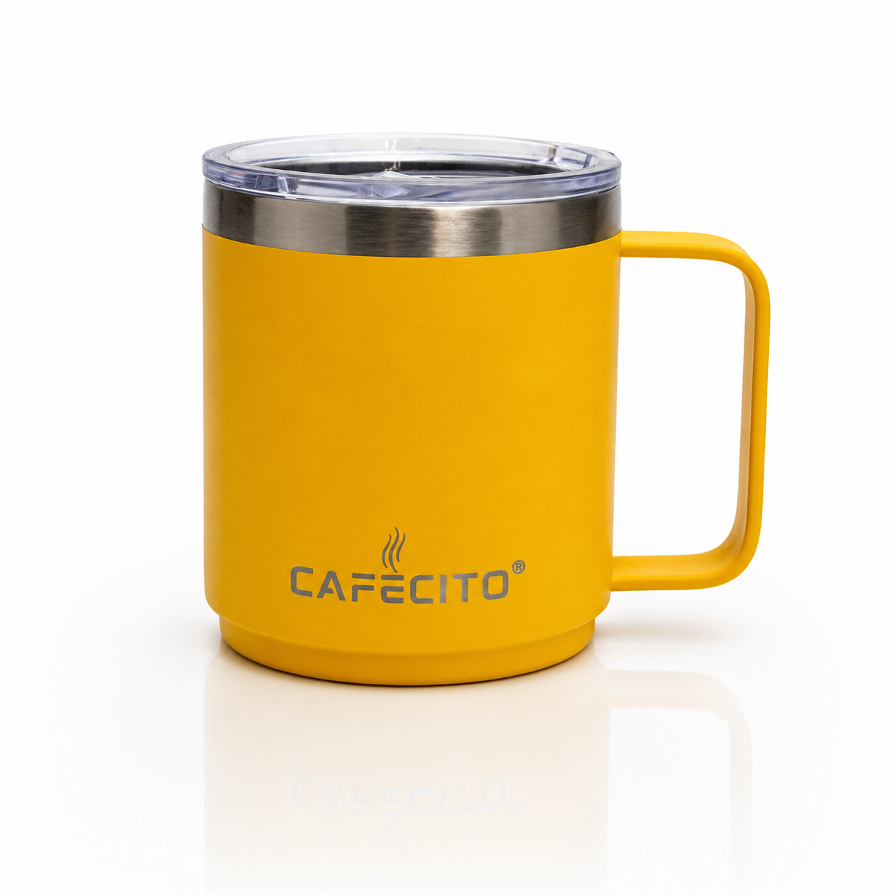 CAFECITO® 12 oz Stackable Mug – Miami Yellow – Vacuum Insulated Stainless Steel Coffee Mug with Sliding Lid – Double Wall, No-Sweat, Durable and Dishwasher Safe