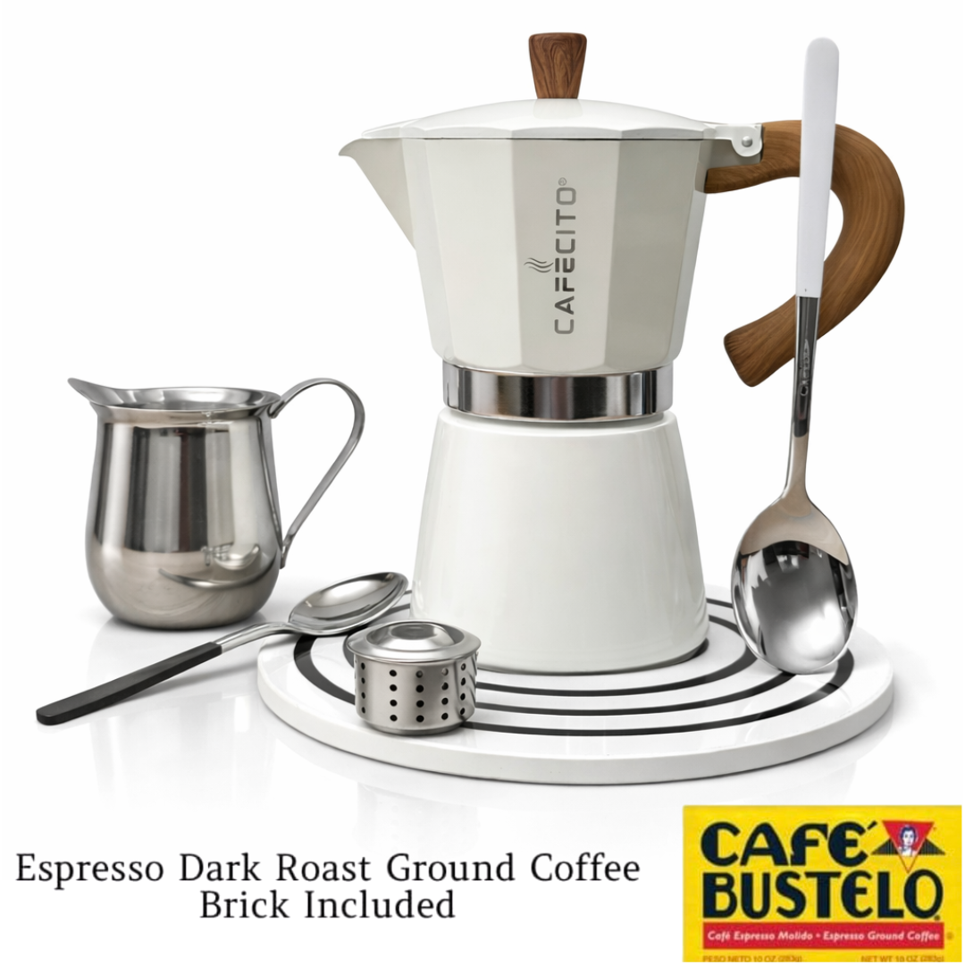 CAFECITO® Cuban Coffee Starter Kit – The Cafecito Ritual System with Ceramic Stand