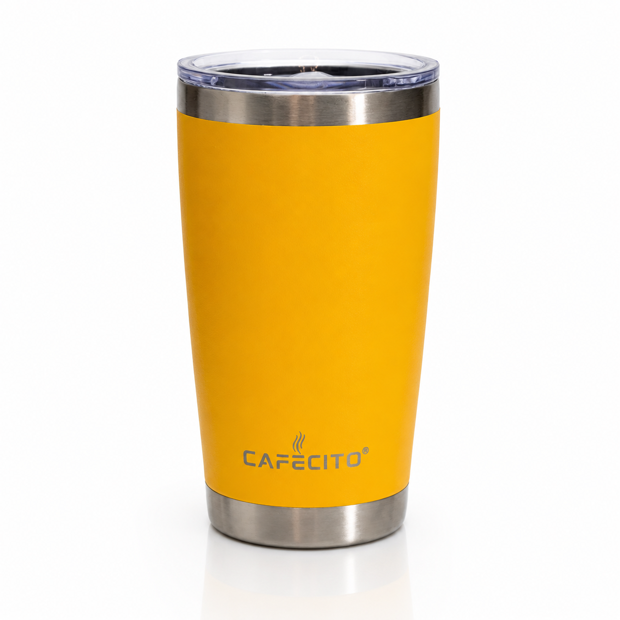 CAFECITO® 20 oz Stainless Steel Vacuum Insulated Tumbler with Slider Lid – Double Wall Travel Mug for Hot and Cold Drinks – BPA-Free, No-Sweat Design – Cup Holder Friendly – Miami Yellow