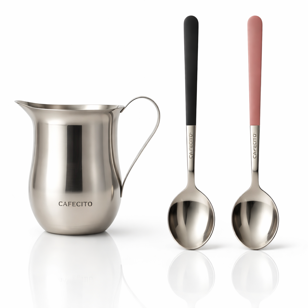 CAFECITO® Espumita Ritual Set — Crema Pitcher & Whisking Spoons for Authentic Cafecito Preparation