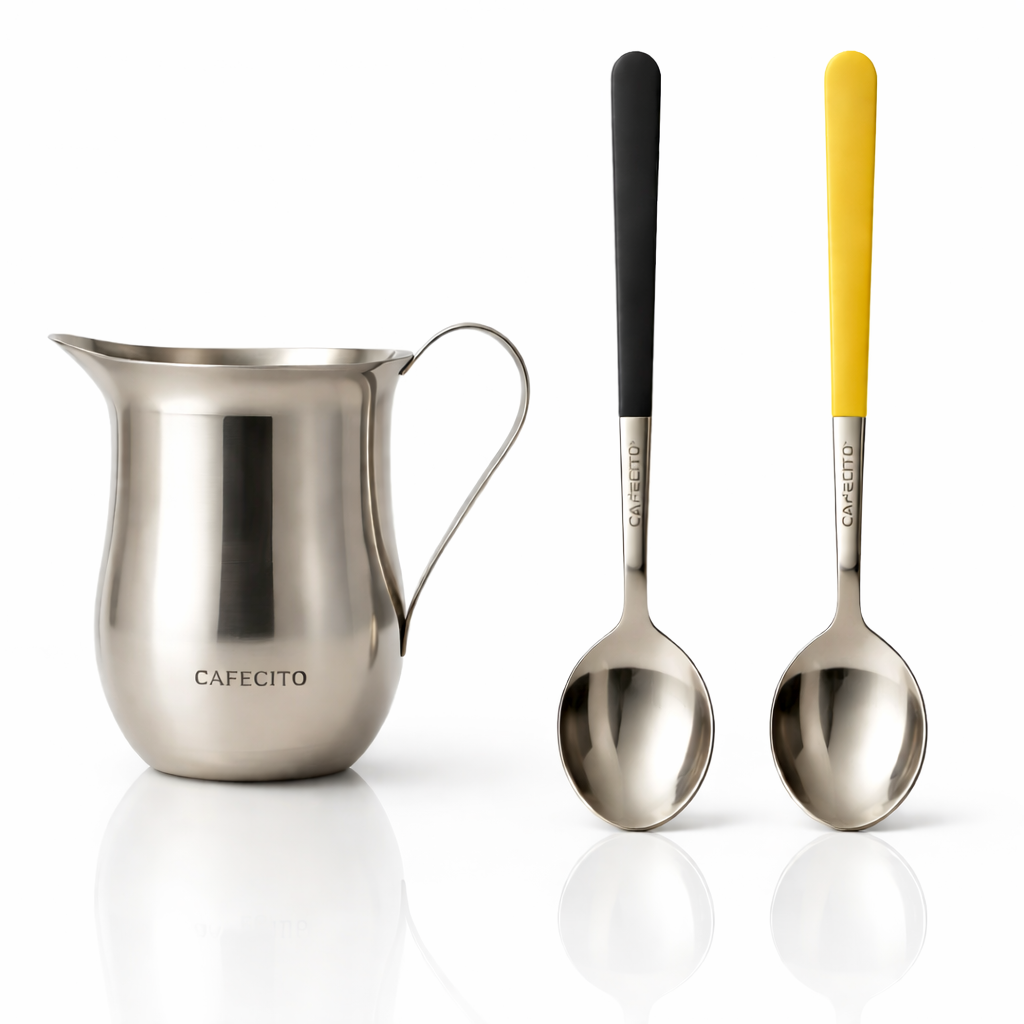 CAFECITO® Espumita Ritual Set — Crema Pitcher & Whisking Spoons for Authentic Cafecito Preparation