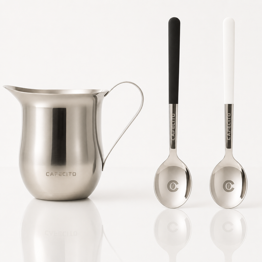 CAFECITO® Espumita Ritual Set — Crema Pitcher & Whisking Spoons for Authentic Cafecito Preparation