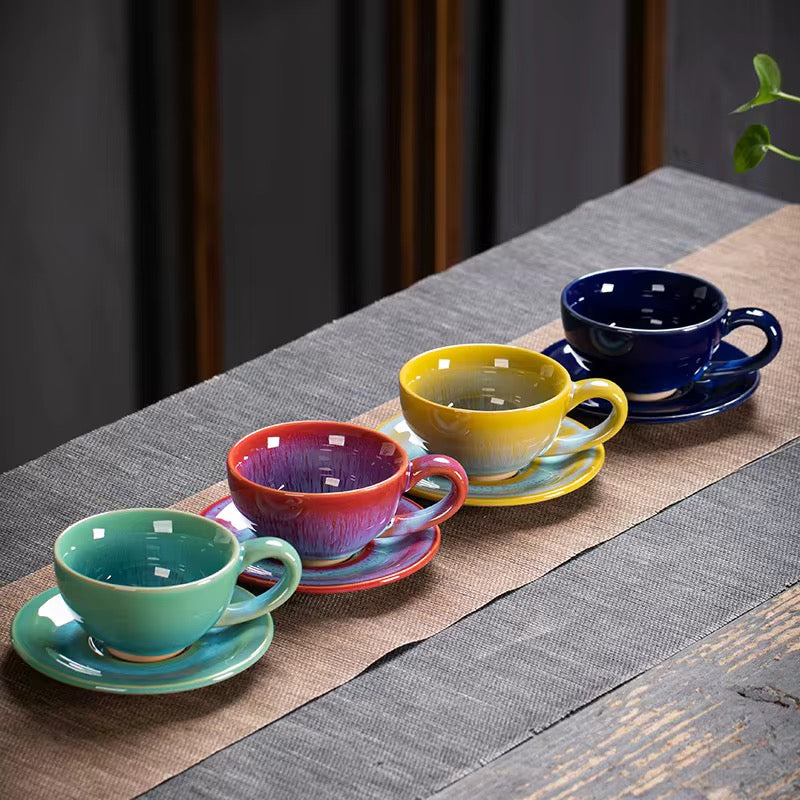 CAFECITO® 5 oz Ceramic Espresso Cups – Reaction Glazed Demitasse Cups for Double Espresso, Cortado and Cappuccino – Kiln-Fired Artisan Coffee Cups