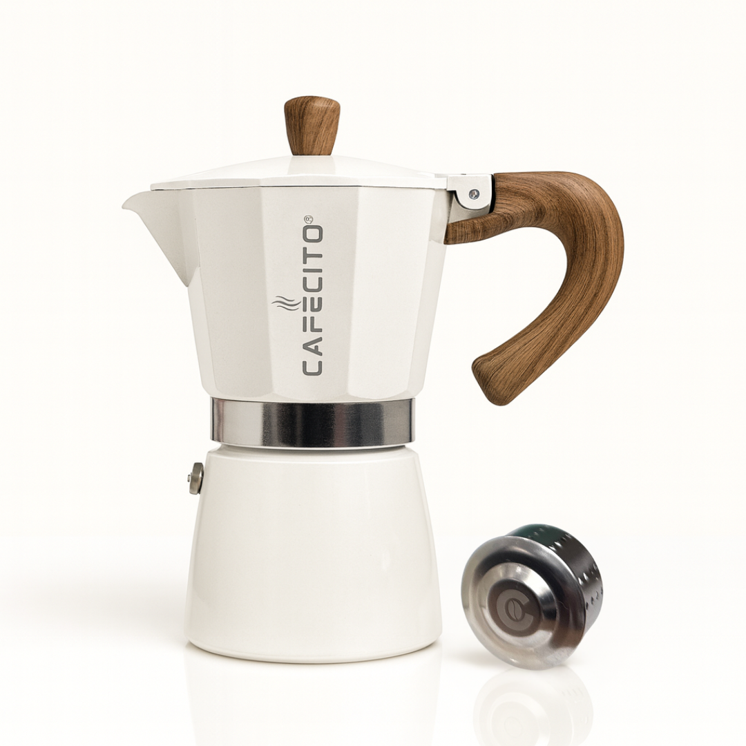 CAFECITO® 6-Cup Moka Pot — Crema Edition with Anti-Splash Valve
